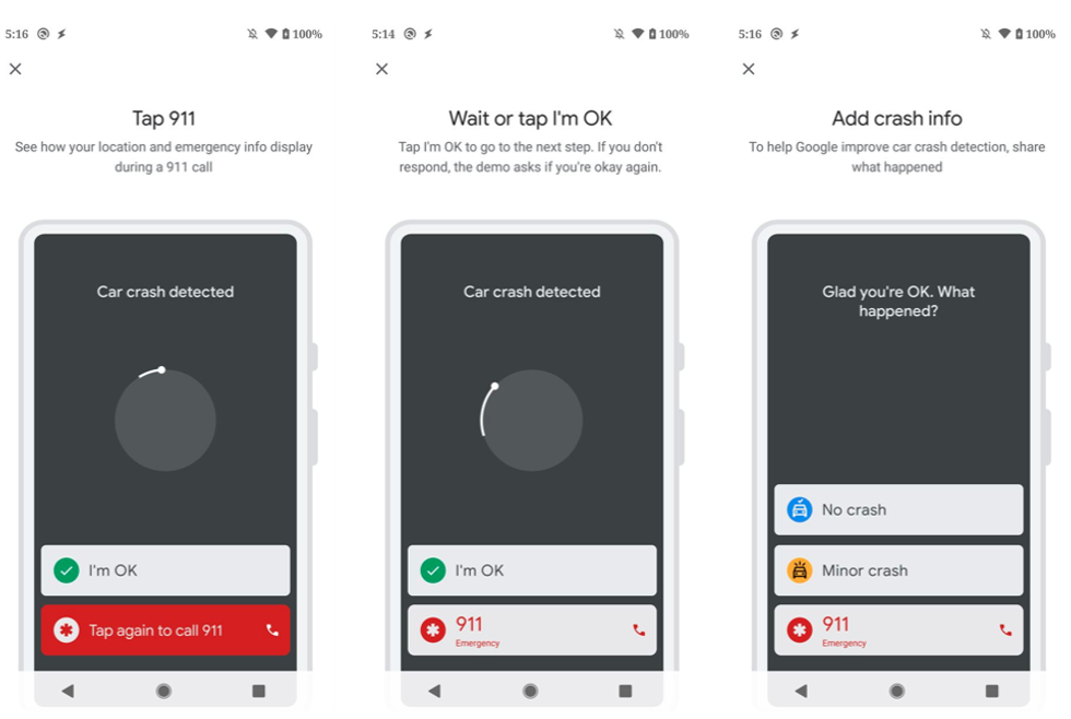 Google Pixel car crash detection app