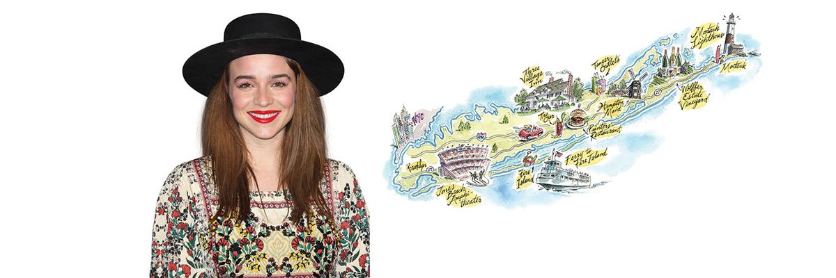 Renee Felice Smith and an illustration of Long Island.