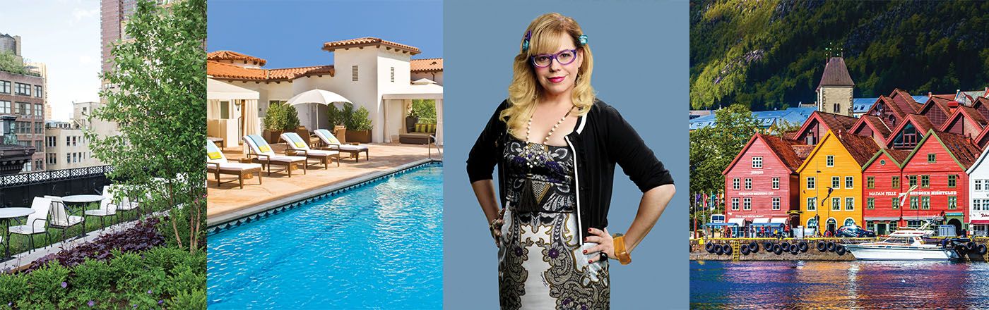 Kirsten Vangsness alongside pictures of Travel destinations