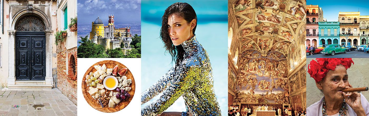 A collage of images of Italy and Cuba.