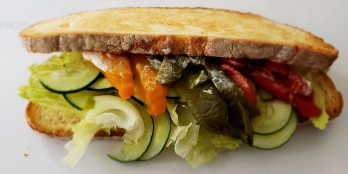 Roasted Bell Pepper Veggie Turano Bread Sandwich My Recipe Magic