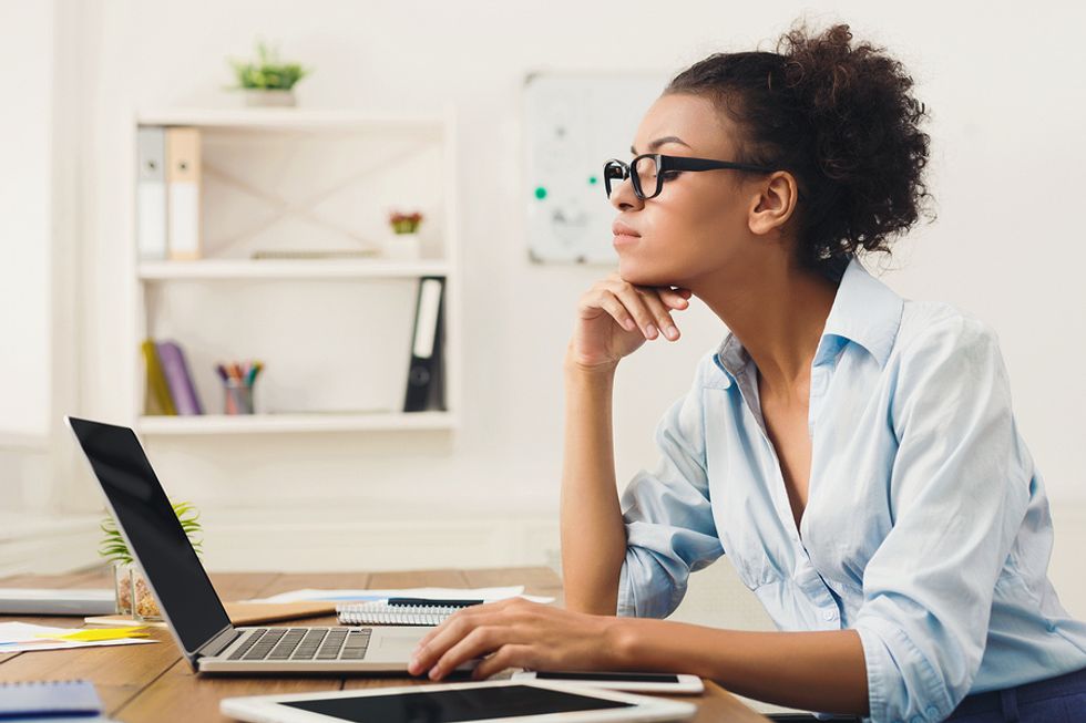 Professional woman creating her career development plan