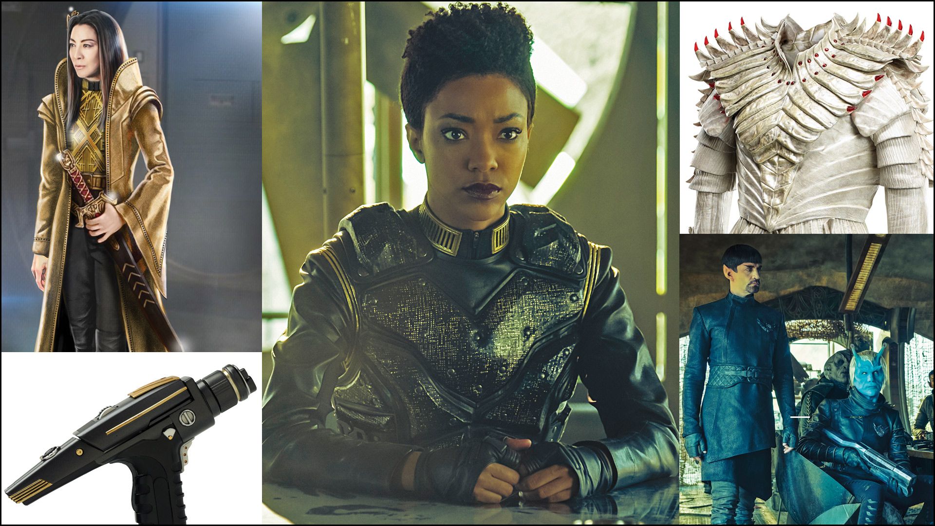 A collage of Star Trek Discovery behind the scenes images and concept art from the body of the article.