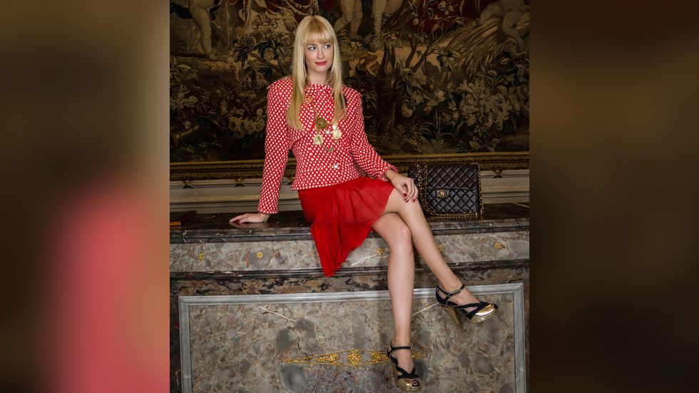 Beth Behrs in red dress