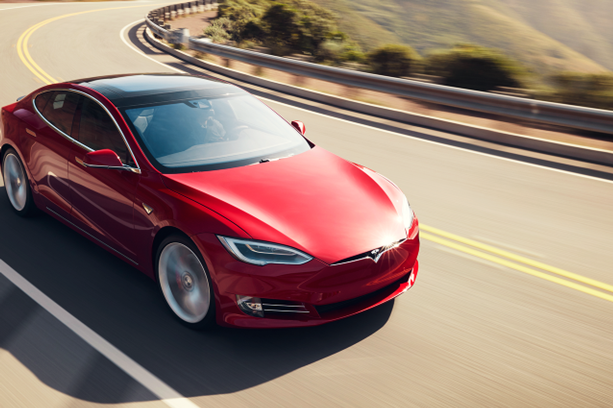 Photo of a red Tesla Model S