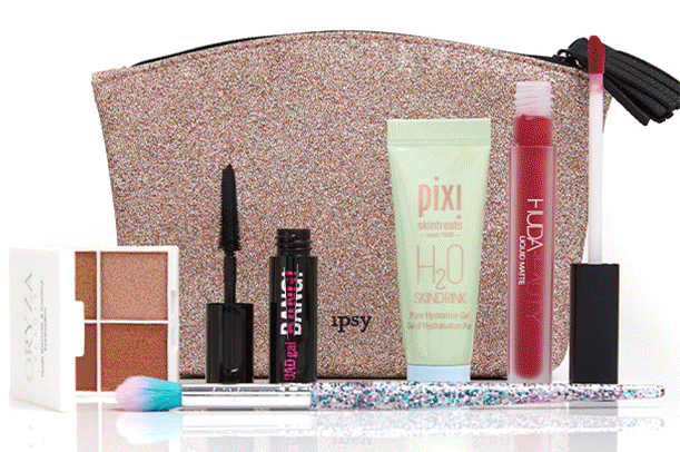 gif of ipsy bags with sample and full size beauty products