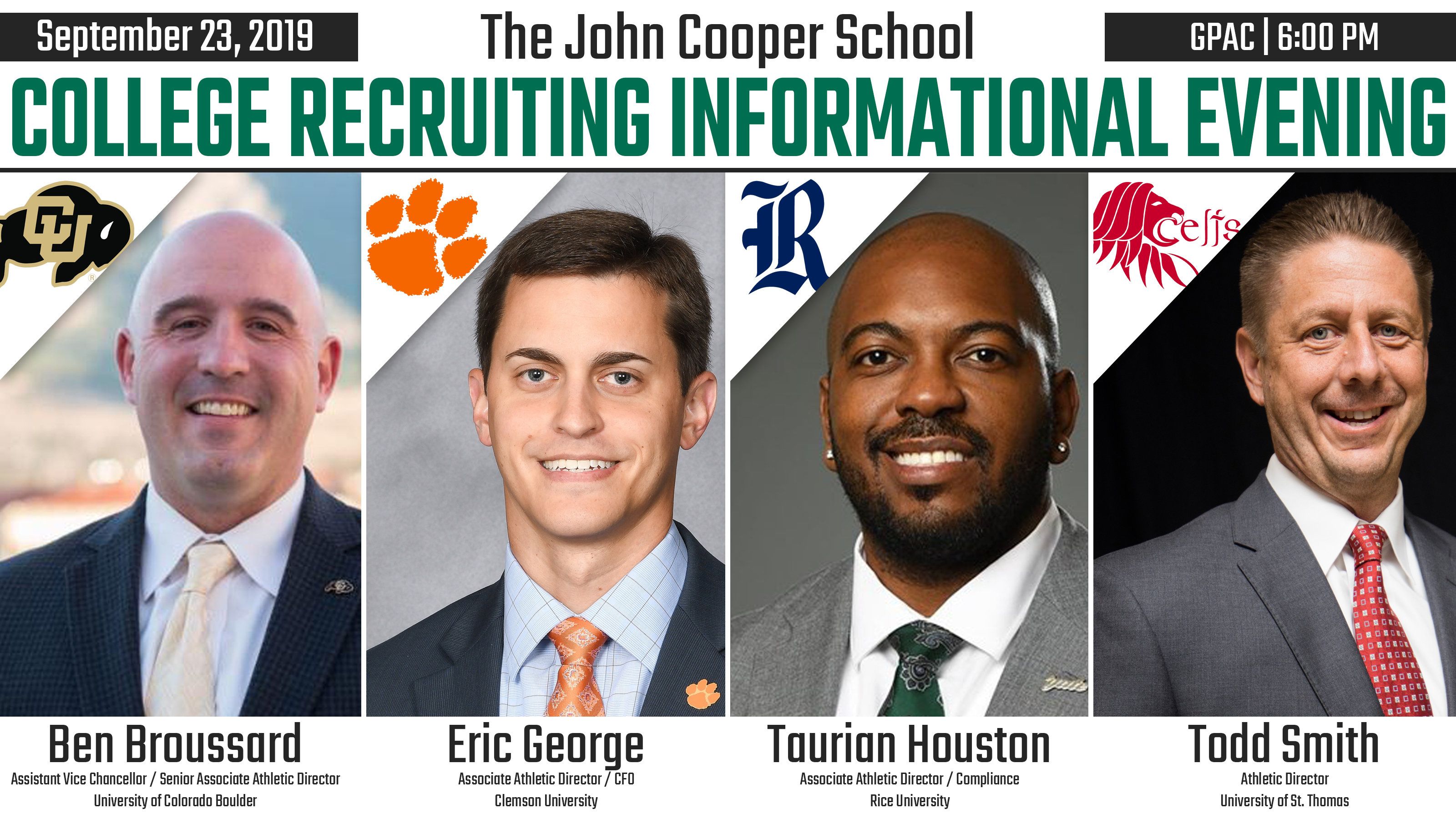 RECRUITING 101: University ADs discuss recruiting on campus of The John Cooper School