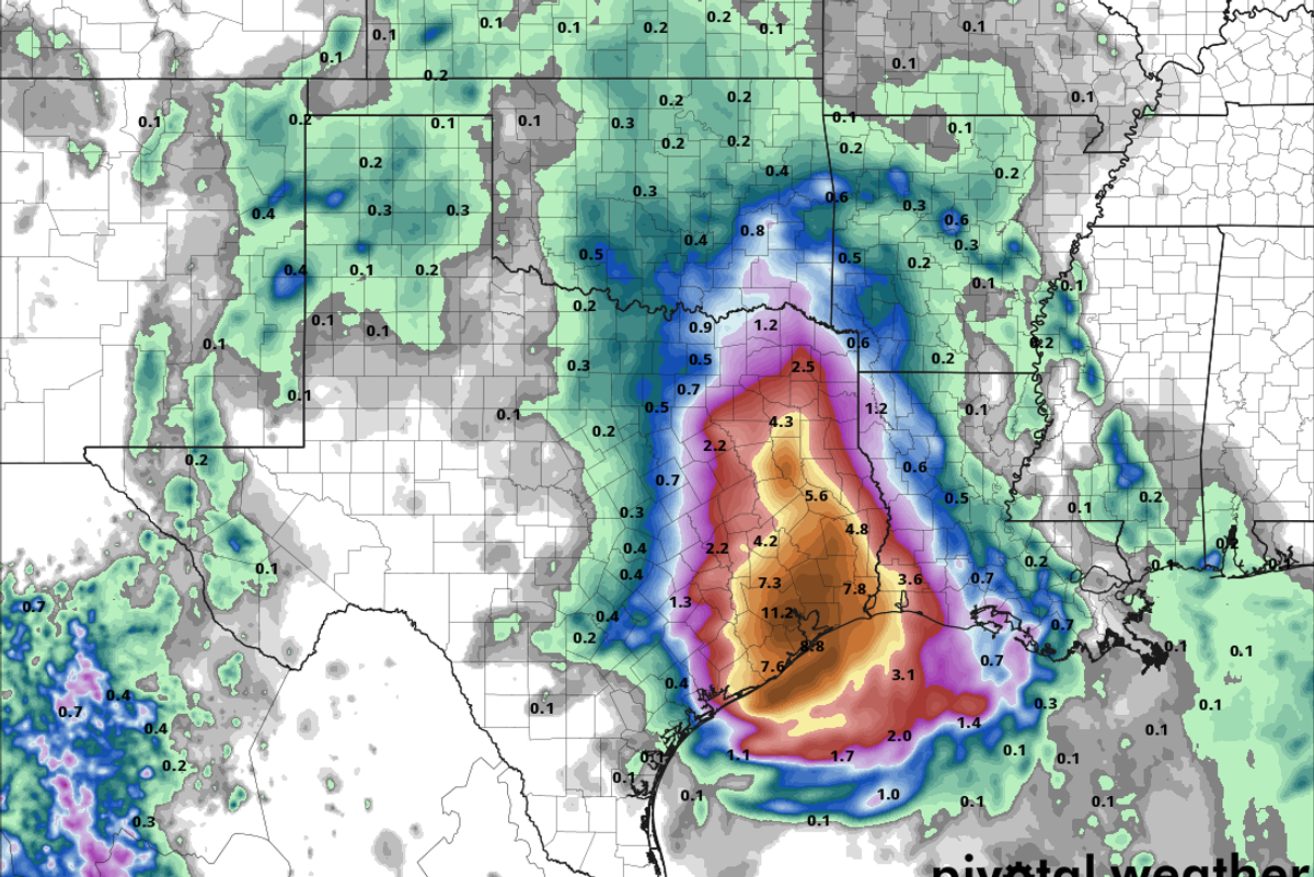 General rainfall forecast through Thursday.