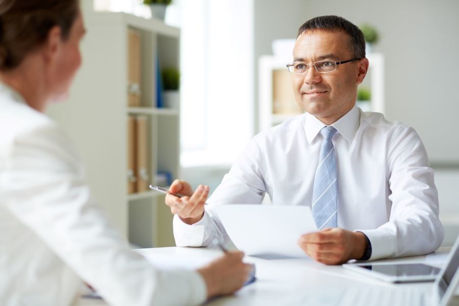 Man selling his skills during an interview with his dream job.