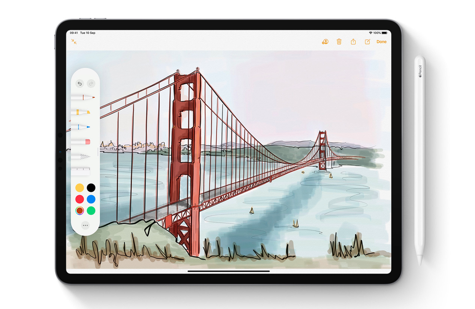 Redesigned Apple Pencil palette in iPadOS