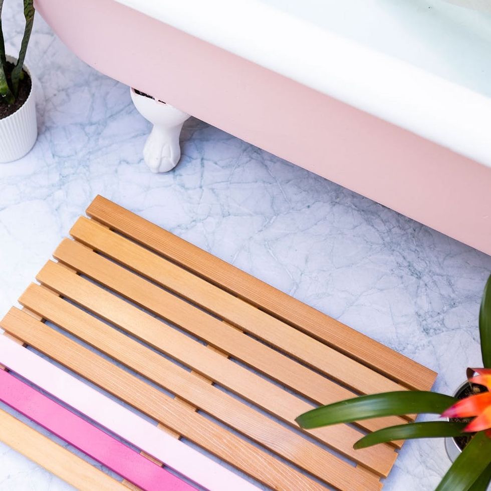 This DIY Cedar Bath Mat Will Upgrade Every Spring Shower Brit + Co