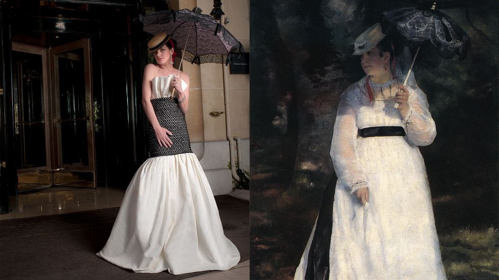 Pauley Perrette of Broke as Lise with a Parasol by impressionist artist Renoir