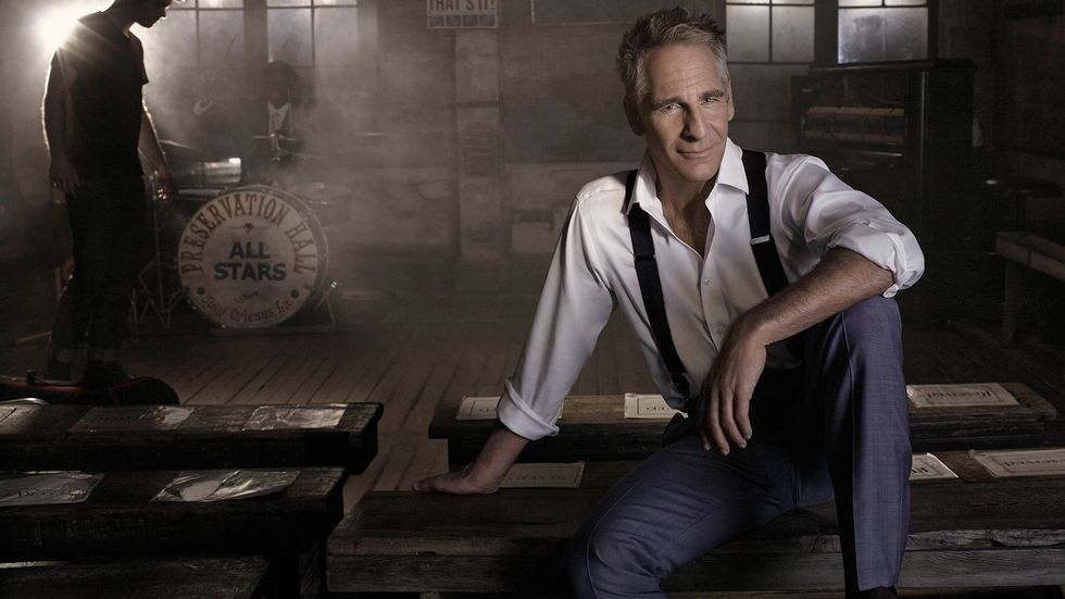Scott Bakula of NCIS: New Orleans wearing suspenders