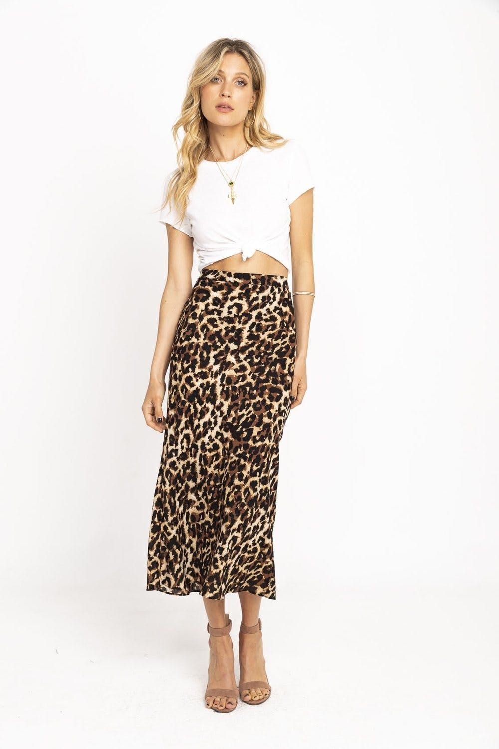 warehouse leopard print maxi skirt