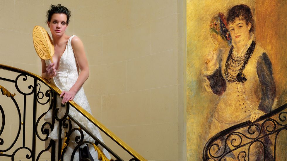 Pauley Perrette of Broke as Woman on a Staircase by impressionist painter Renoir