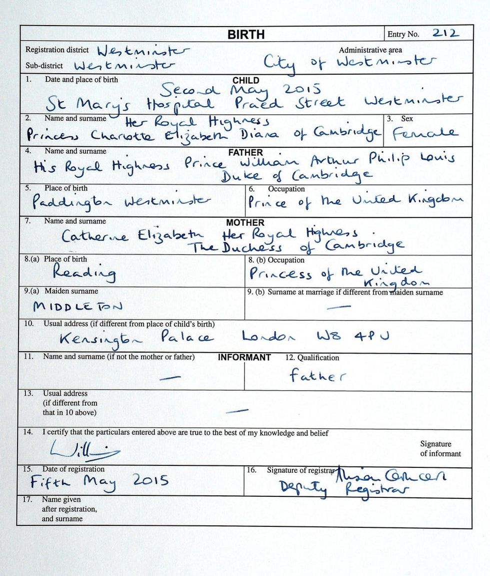 Prince Louis Birth Certificate Is Different From Prince George And Princess Charlotte S In This One Way Brit Co