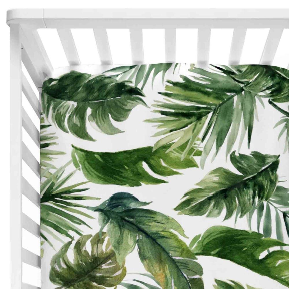 greenery crib sheet