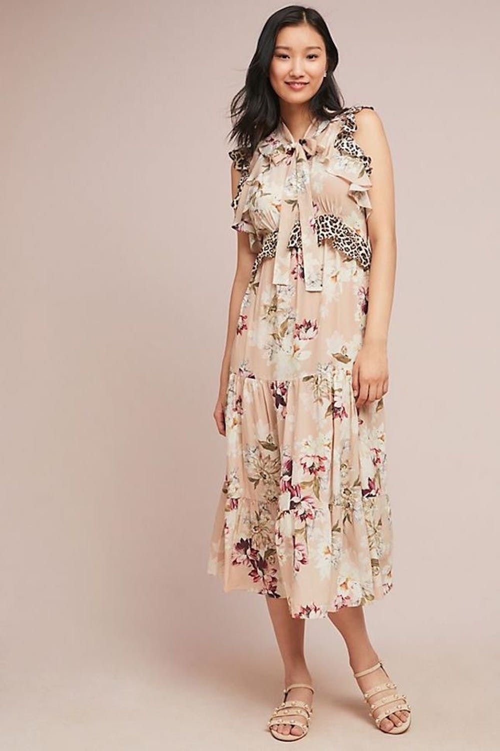 uo sparks fly tiered midi dress