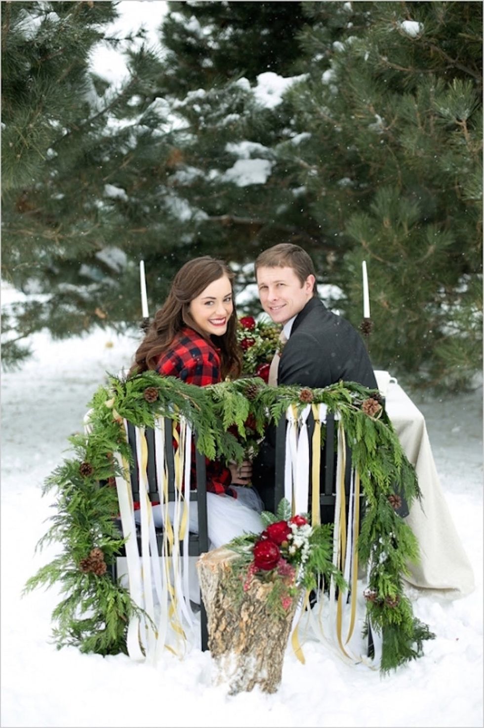 evergreen draped garland with ribbon