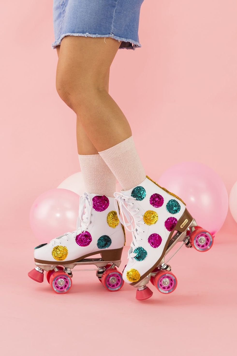 Roll Back to the ’80s With a Pair of DIY Sequin Skates Brit + Co