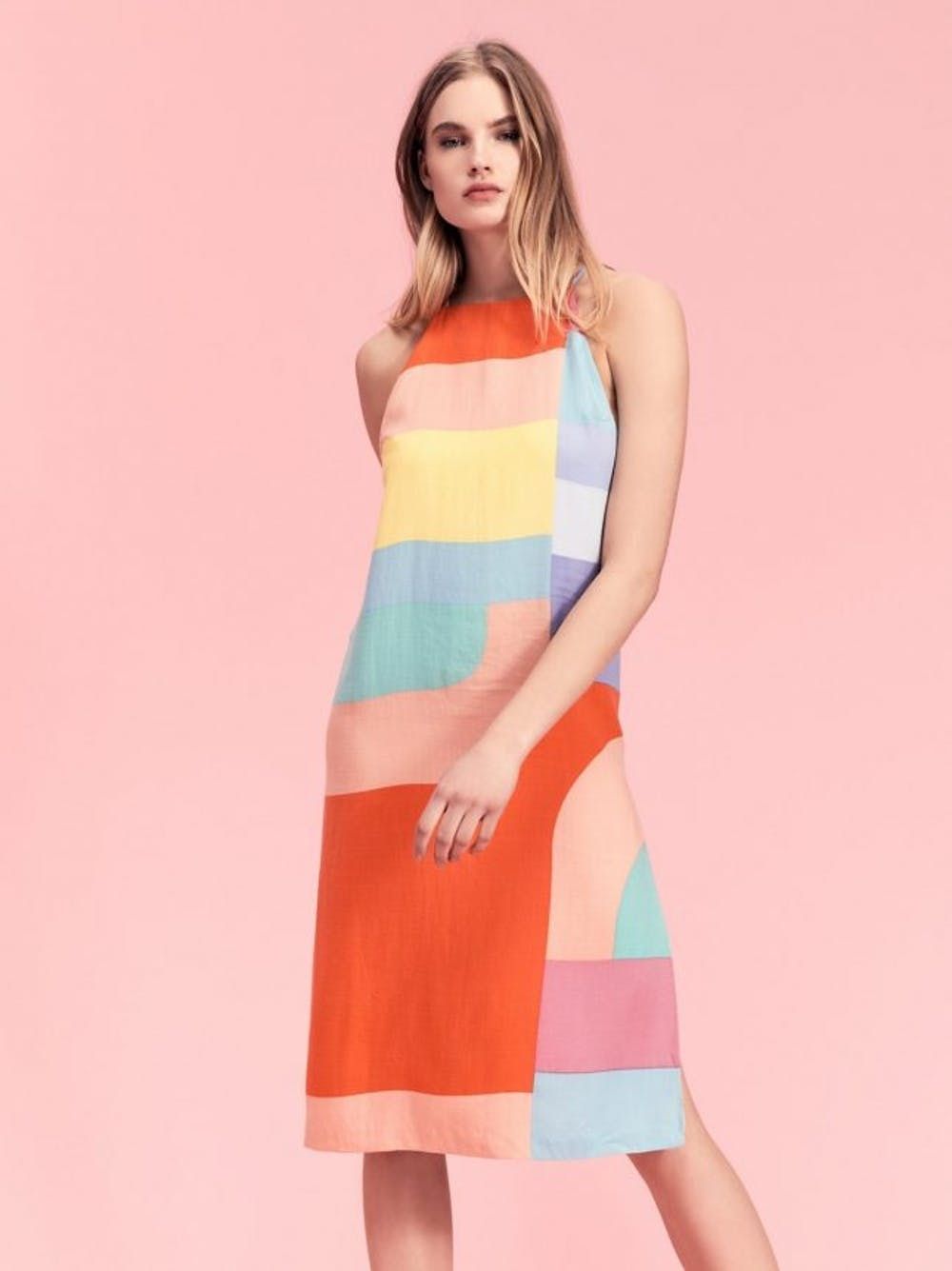 aqua collared lace shift dress