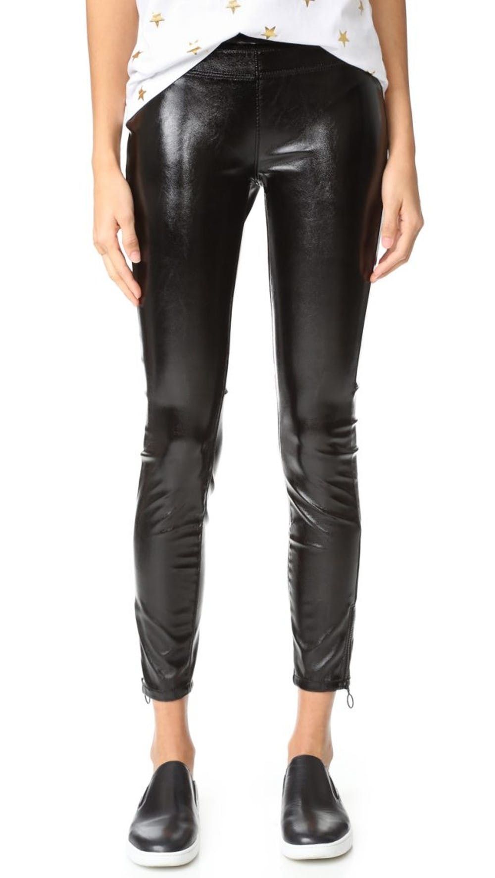 blank denim vinyl pull on leggings