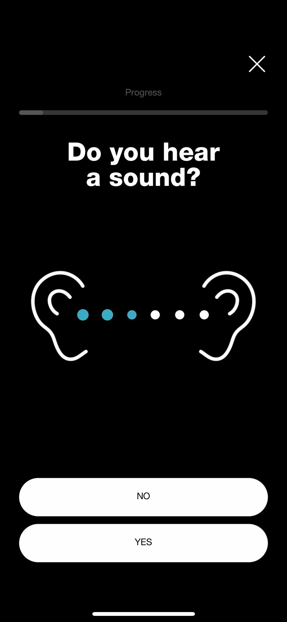 A screenshot of the Skillcandy app, with two ears and sound bar