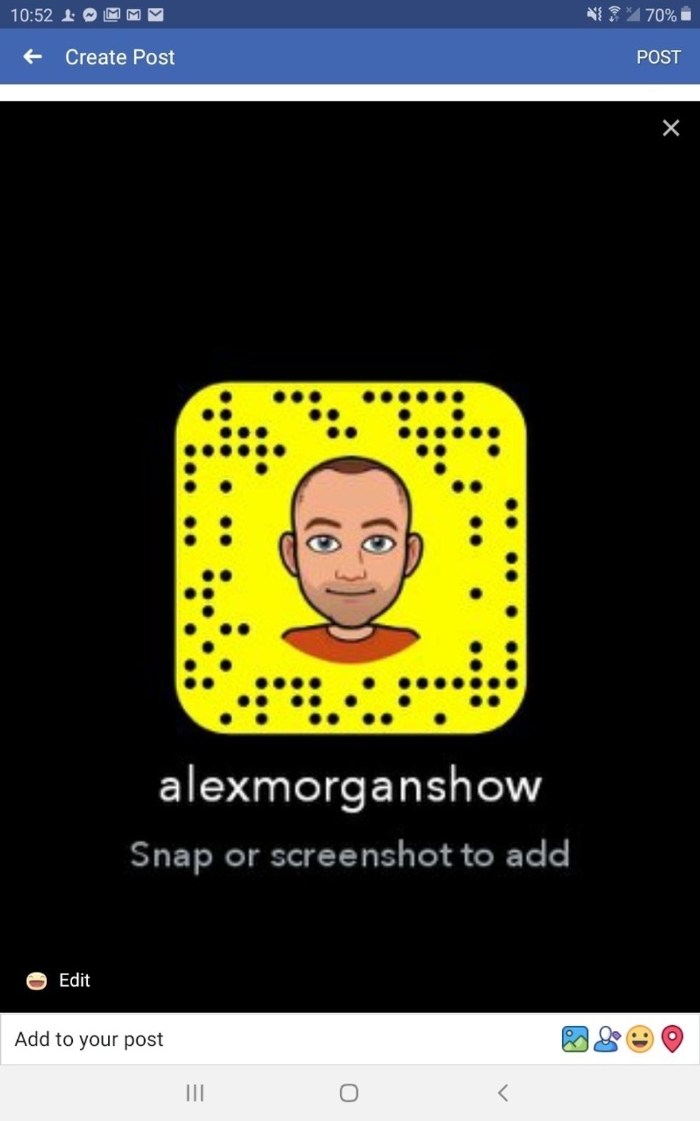 Add Alex Morgan Show on SnapChat