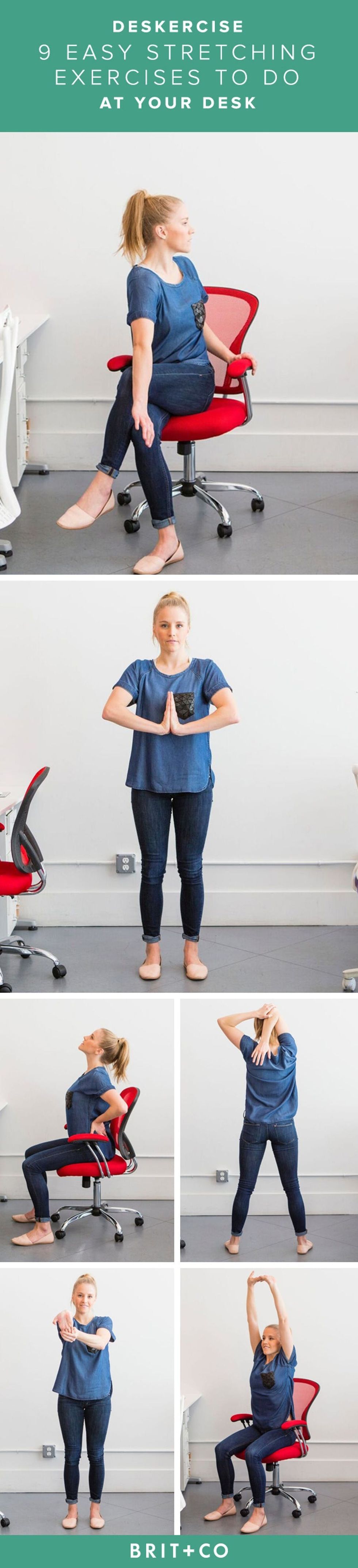 Deskercise 9 Easy Stretches You Can Do At Your Desk Brit Co