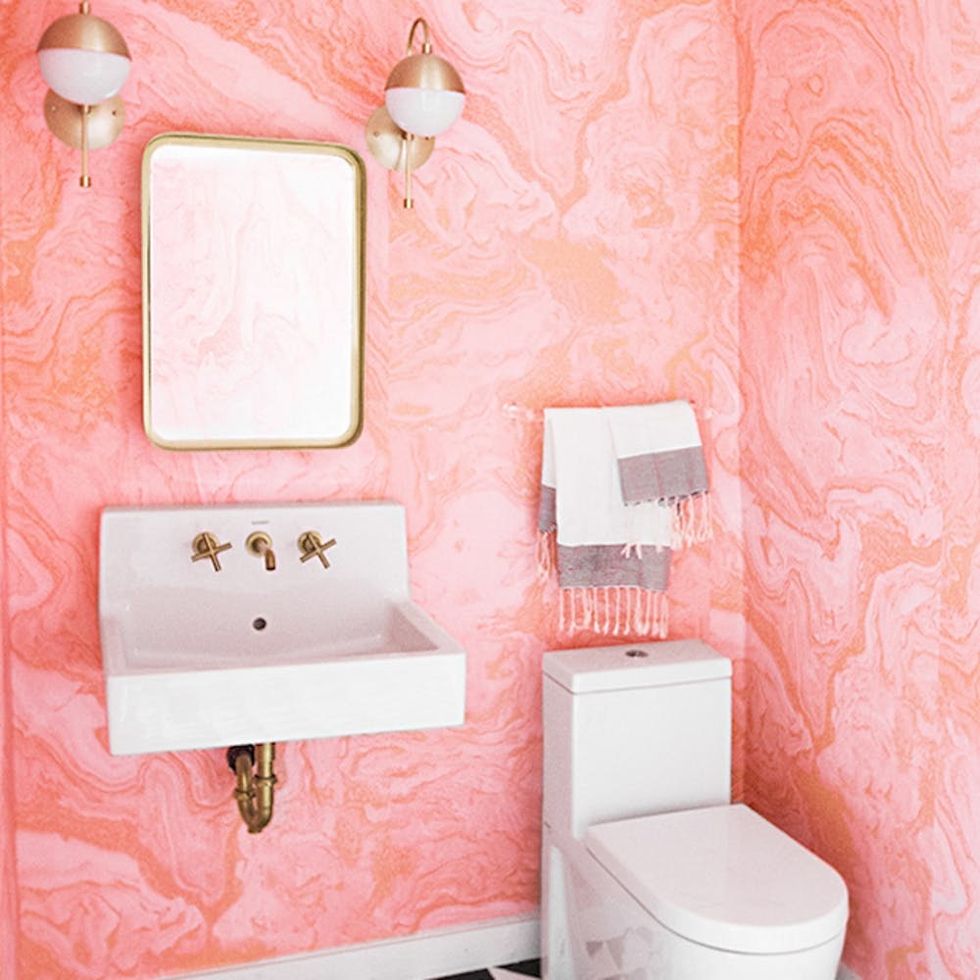 Featured image of post Blush Pink And Black Bathroom : Home and apartment essentials including hand pump soap dispenser, soap dish, toothbrush holder, and tumbler cup.