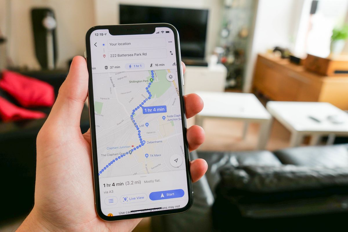 Google Maps app on an iPhone X