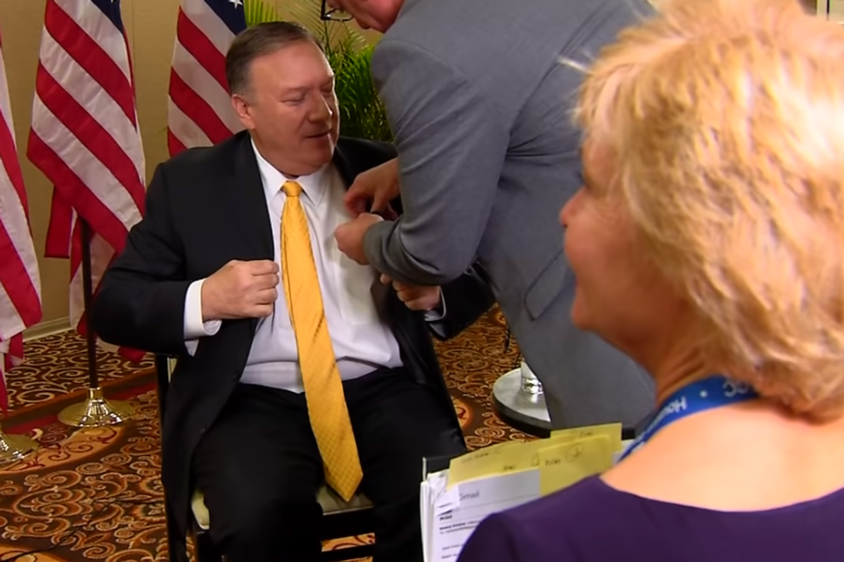 Hero Local Reporter Kicks Mike Pompeo In The Nards