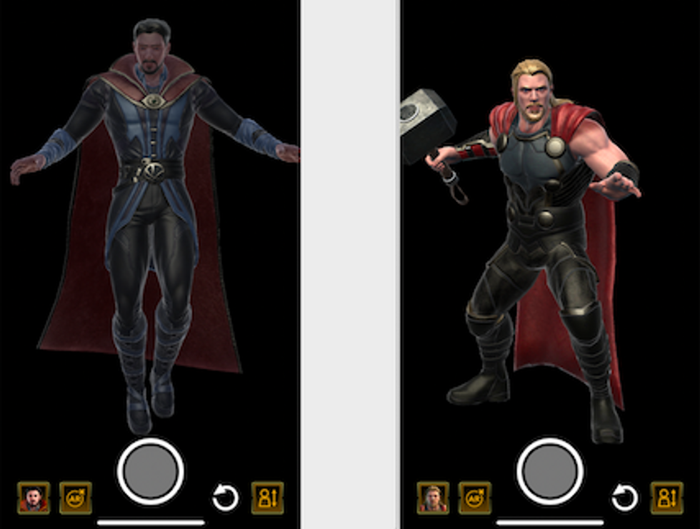 On the left, an image of Doctor Strange and on the right, Thor, seen in a screenshot