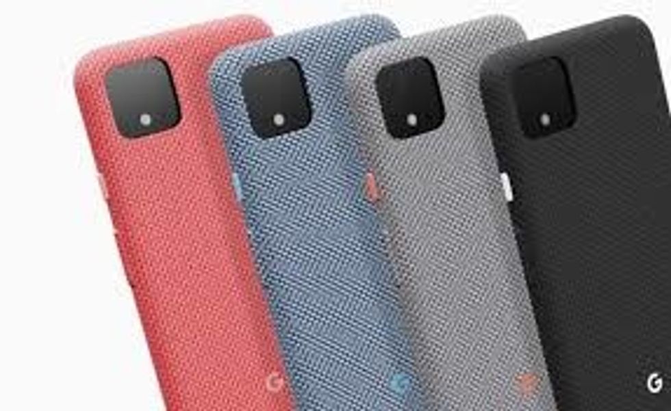 Four fabric-textured phone cases in red, blue, gray and black