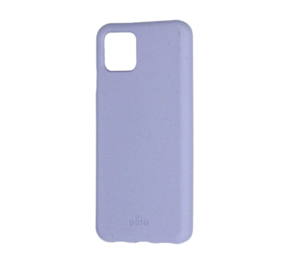 Lavender colored Pela case designed for the Pixel 4 XL against a white background