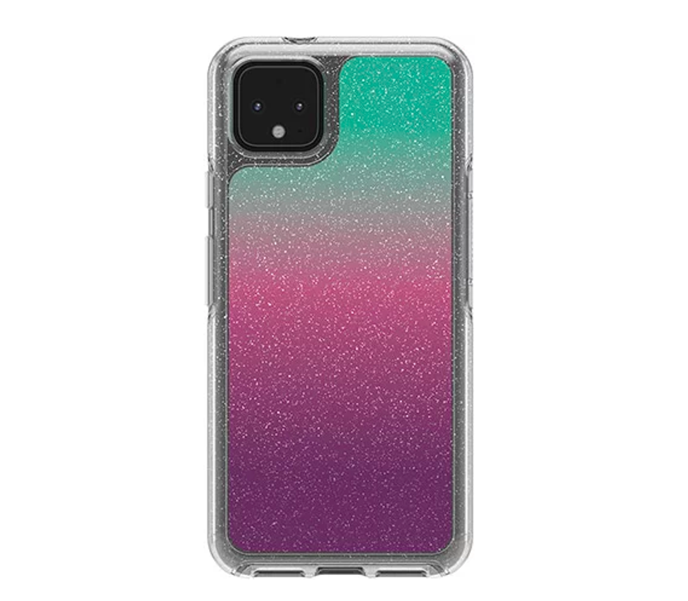 An ombre case that goes from green to red with glitter details