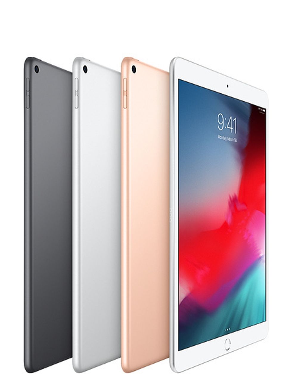 The iPad Air 3 tablet from Apple in dark gray, silver, rose gold and white