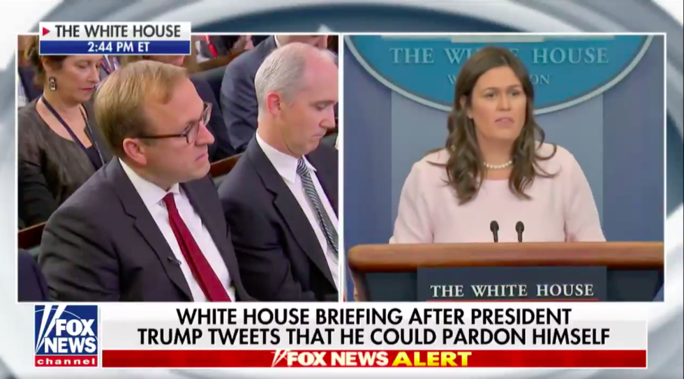 Sarah Sanders Was Asked If Donald Trump Would Rule Out Pardoning Himself, and Now She Has a New Talking Point