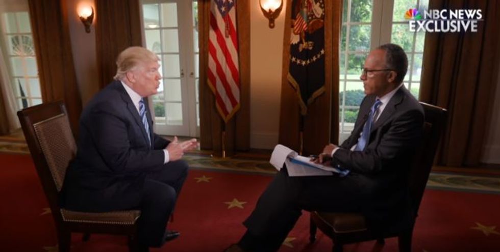 People Can't Stop Sharing the Interview in Which Donald Trump Admitted He Fired Comey Because of Russia After Trump Accused Lester Holt of 'Fudging' It