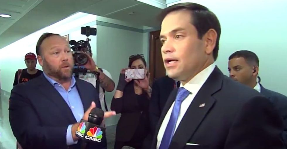 Alex Jones Just Confronted Marco Rubio Outside a Senate Hearing and Things Got Super Awkward When Rubio Tried to Ignore Him