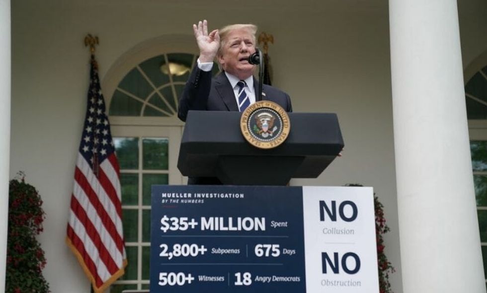 House Democrat Just 'Fixed' Donald Trump's Rose Garden Mueller Report Sign For Him, and the Internet Quickly Followed