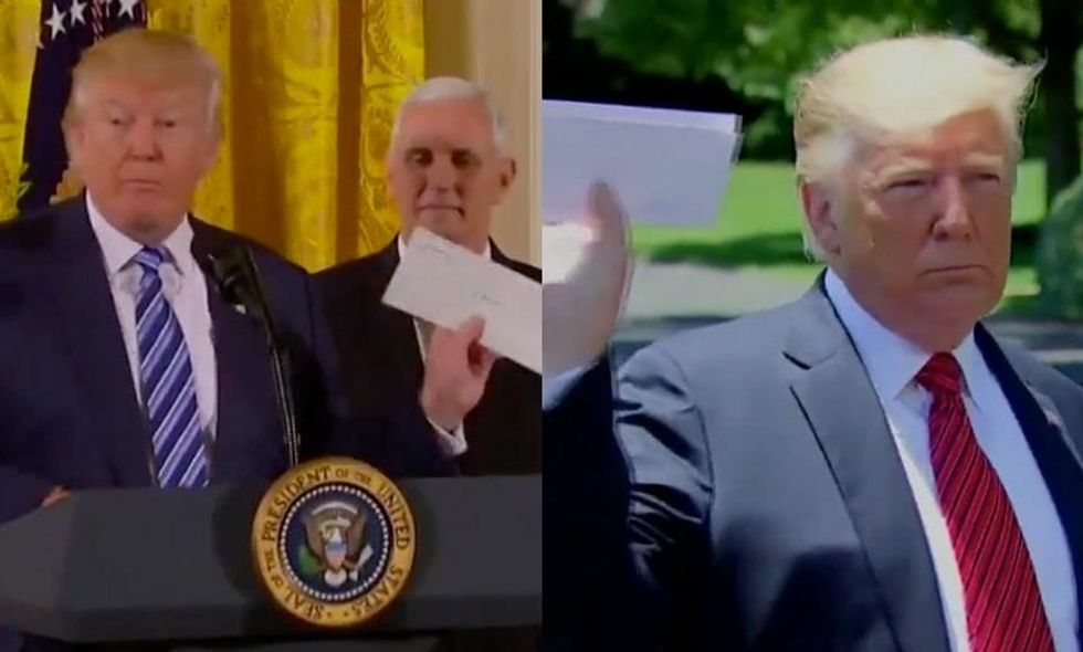 We Can't Look Away From This Video of All the Times Donald Trump Has Teased Reporters With a Secret Letter