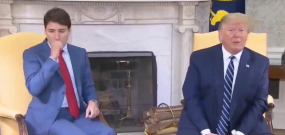 Justin Trudeau Coughed During an Oval Office Press Conference and People Are Pretty Sure He Was Totally Trolling Trump