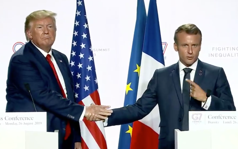 Emmanuel Macron and Donald Trump Had Another Awkward Handshake Battle and Macron Won This Round