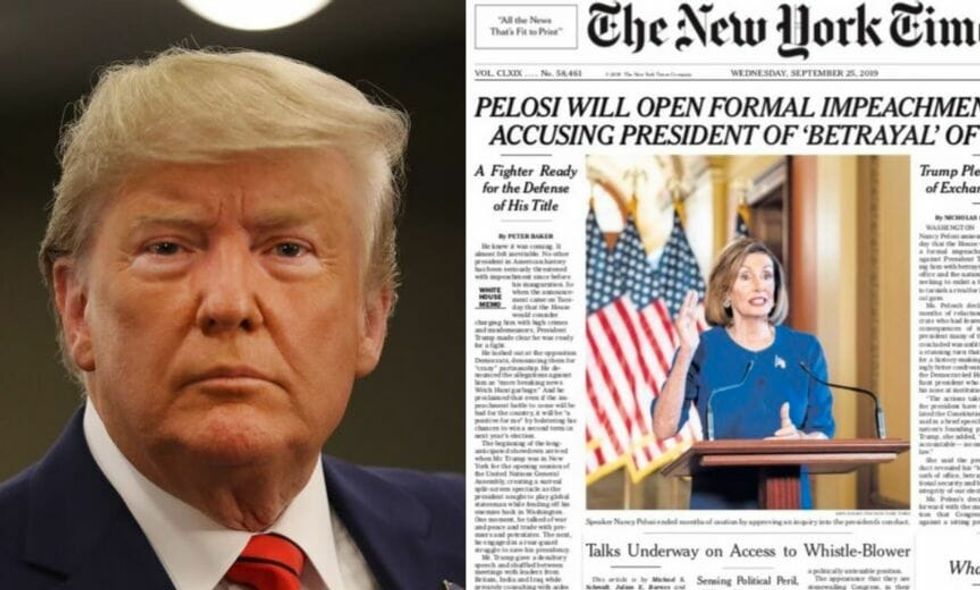 The New York Times Is Getting Dragged For Its Headline Describing Trump as a 'Fighter' After Pelosi Opens Impeachment Inquiry