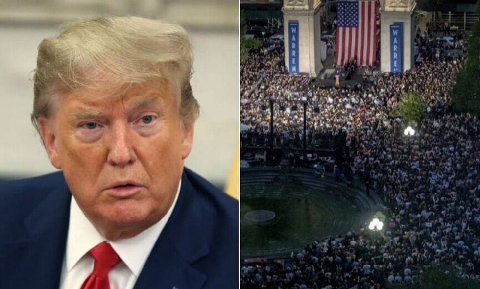 Trump Dismisses Elizabeth Warren's Crowd Size at Washington Square Park Rally Because 'Anybody Could Do That'