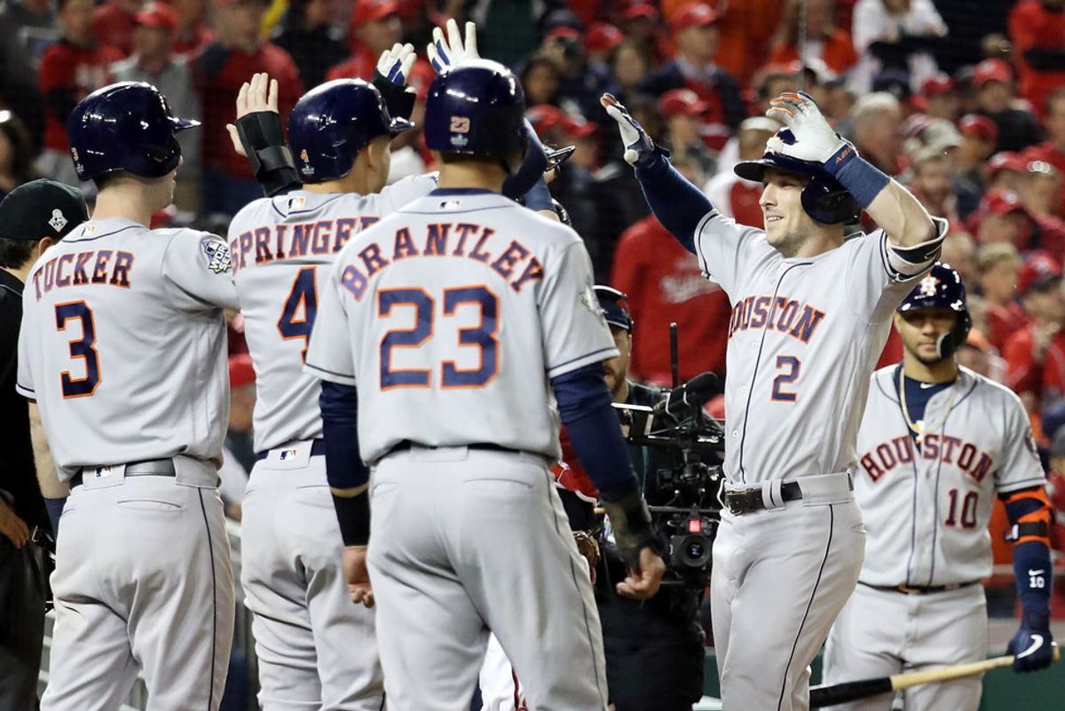 Kyle Tucker, George Springer, Michael Brantely, and Alex Bregman of the Astros