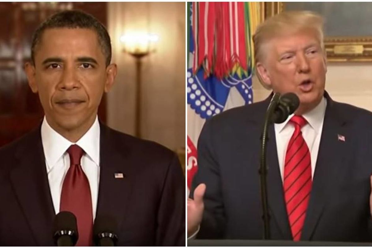 A viral mashup of Obama and Trump announcing the deaths of terrorists is both funny and sad