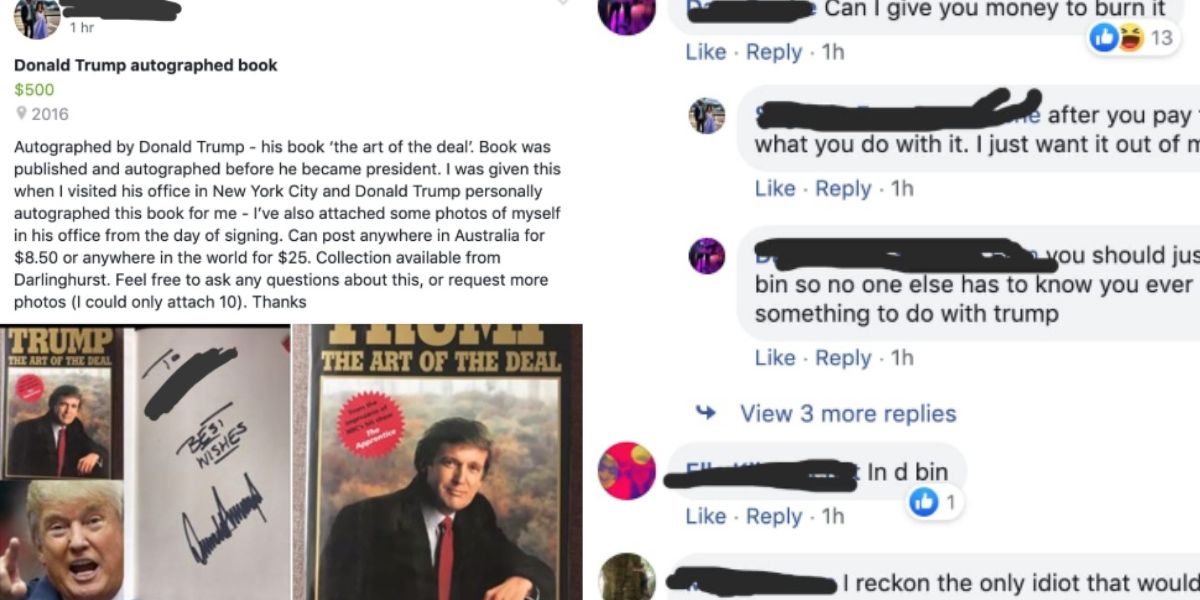 Woman Tries To Sell Signed Trump Book On Facebook, And The ...