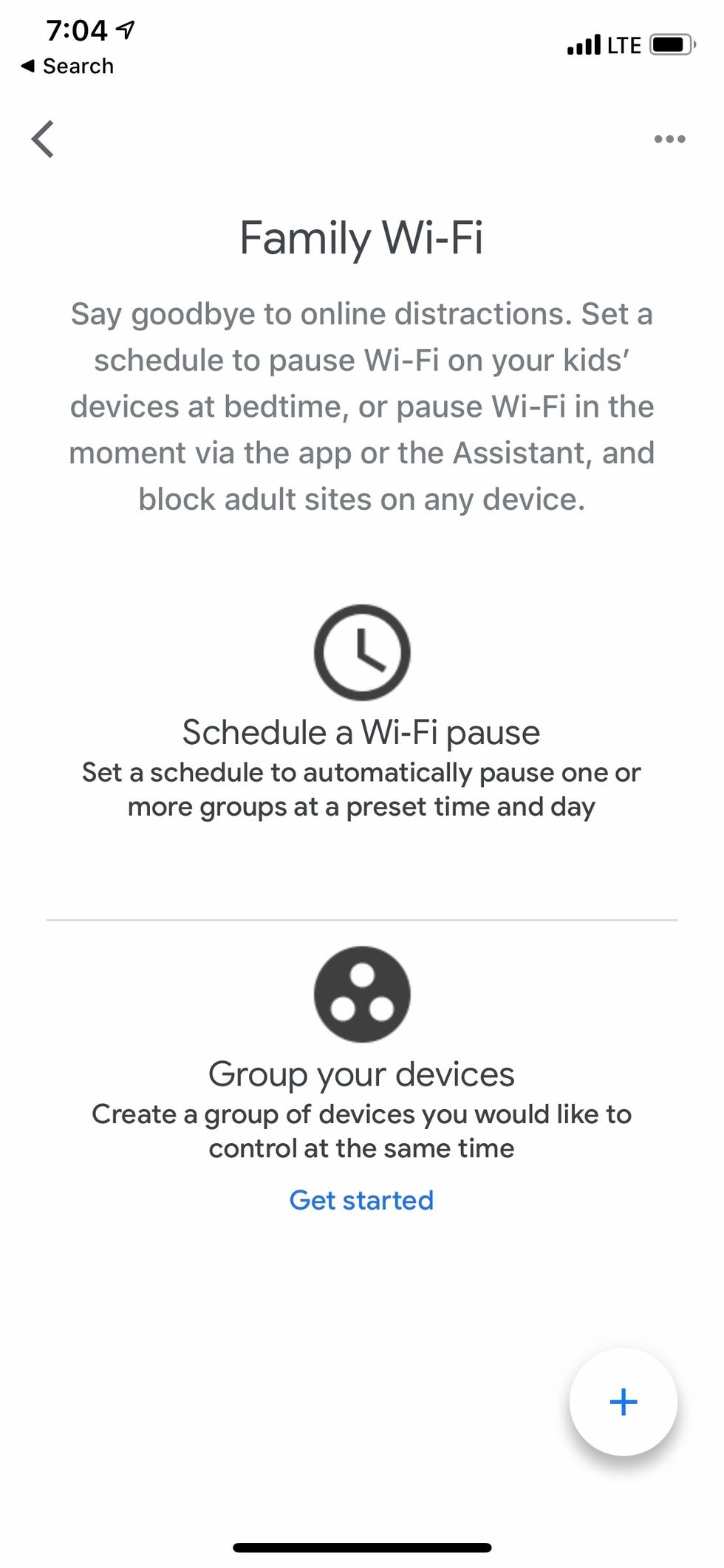 Screenshot of Family Controls setting in Google Home